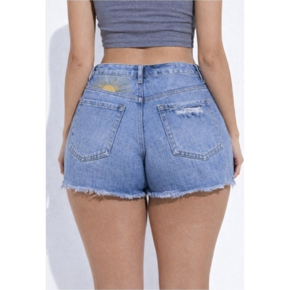 Pacsun High Rise Festival Sun Distressed Light Wash Shorts Women's size 26